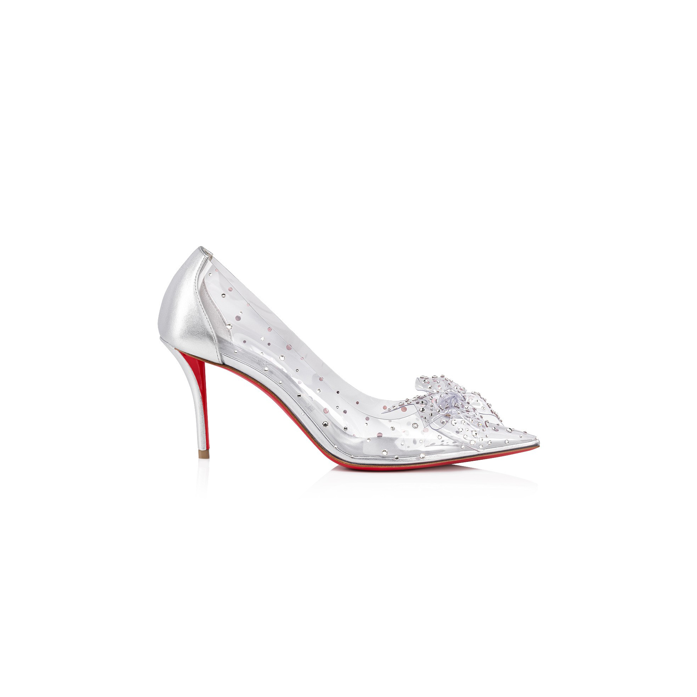 Ch**an louboutin jelly strass 80 mm pumps - pvc, iridescent nappa leather and strass-silver-women 1240737s339